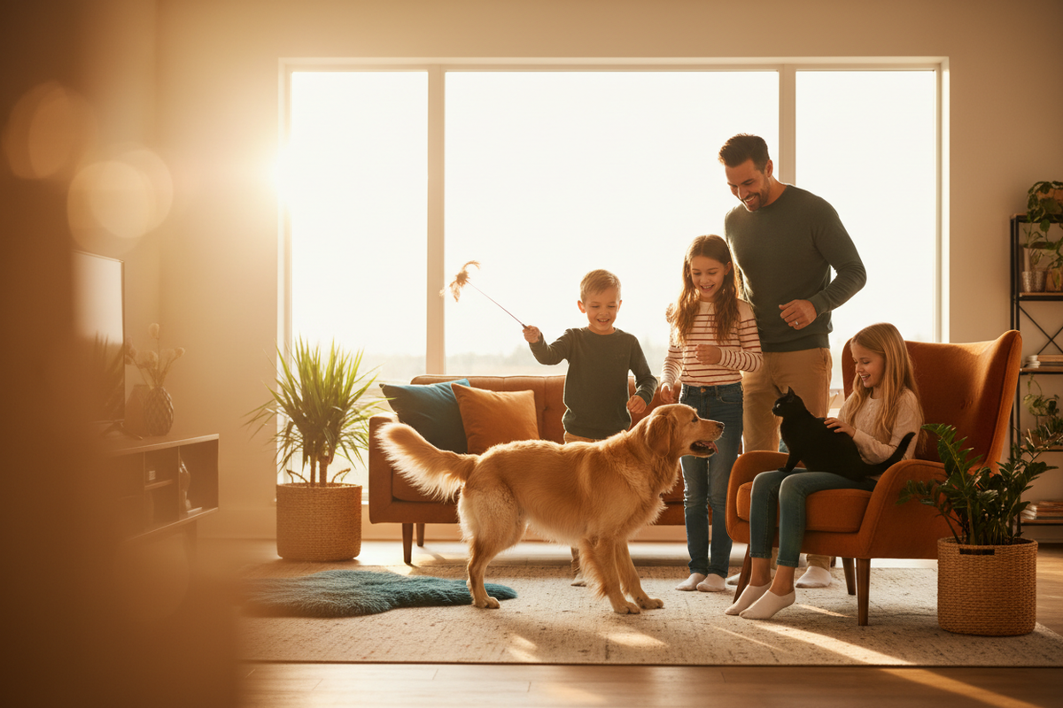 Second hero — family with pets